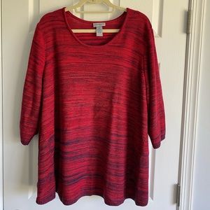 Catherine’s red 3/4 sleeve sweater size 3X (26/28)